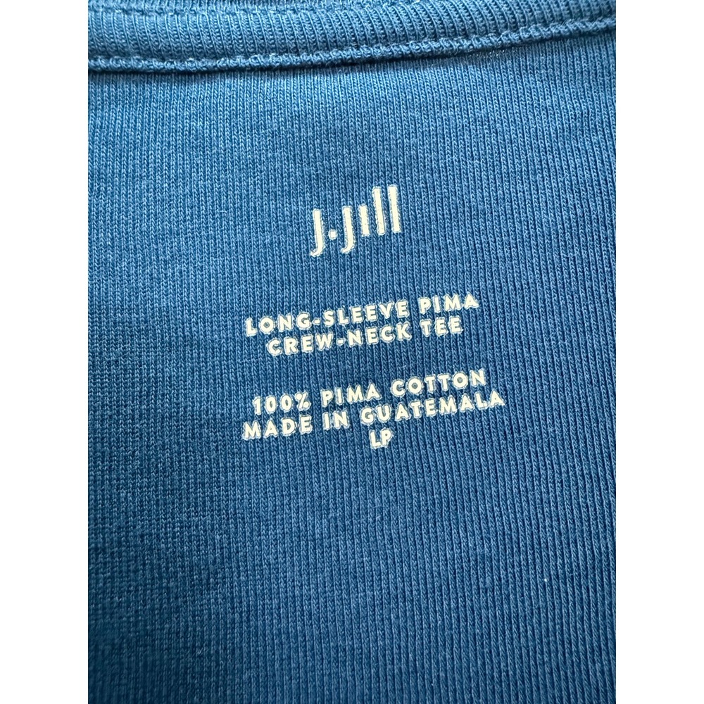 J. Jill Long Sleeve Pima Crew Neck Tee Women LP Blue Excellent‎ Side Vents - Picture 2 of 7